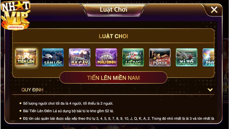 Nhatvip có tính năng cung cấp luật chơi game cho người dùng